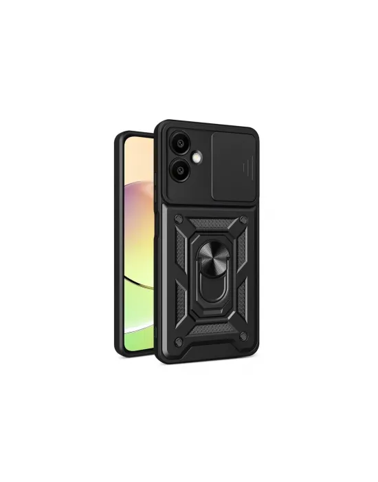 Samsung Galaxy A06 Kılıf Pars Lens Yüzüklü Silikon - Siyah