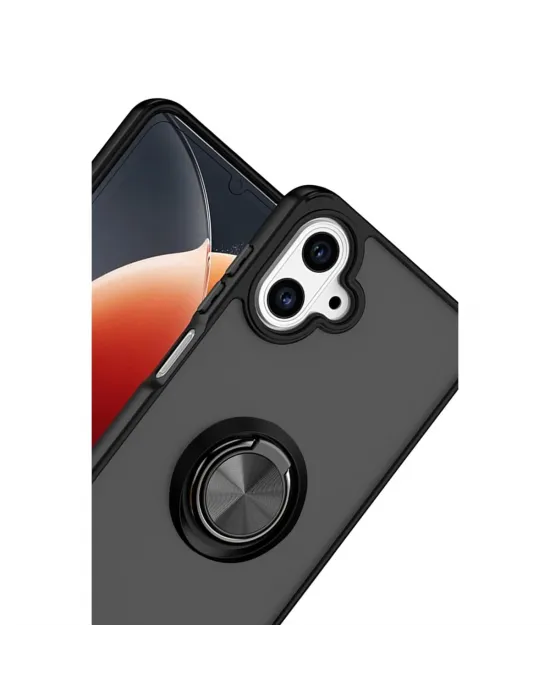 Samsung Galaxy A07 4g Montreal Yüzüklü Silikon Kapak - Siyah