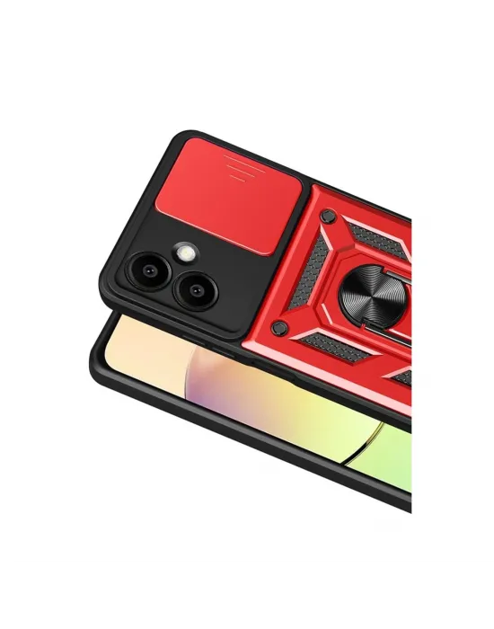 Samsung Galaxy A07 4g Pars Lens Yüzüklü Silikon - Kırmızı