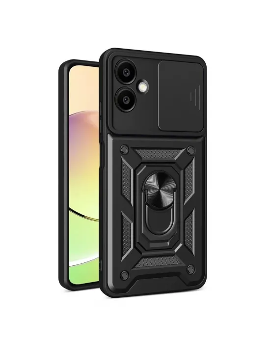 Samsung Galaxy A07 4g Pars Lens Yüzüklü Silikon - Siyah