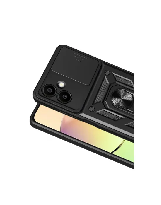 Samsung Galaxy A07 4g Pars Lens Yüzüklü Silikon - Siyah