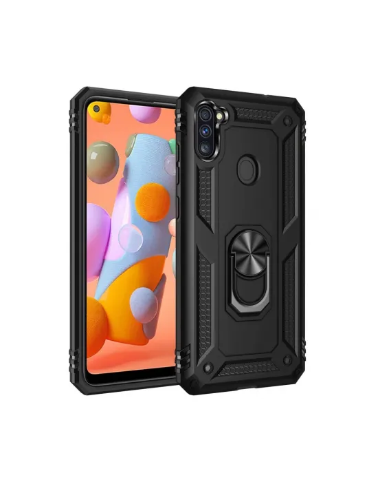 Samsung Galaxy A11 Kılıf Sofya Yüzüklü Silikon Kapak - Siyah