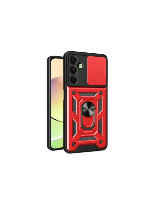 Samsung Galaxy A16 5g Kılıf Pars Lens Yüzüklü Silikon - Kırmızı