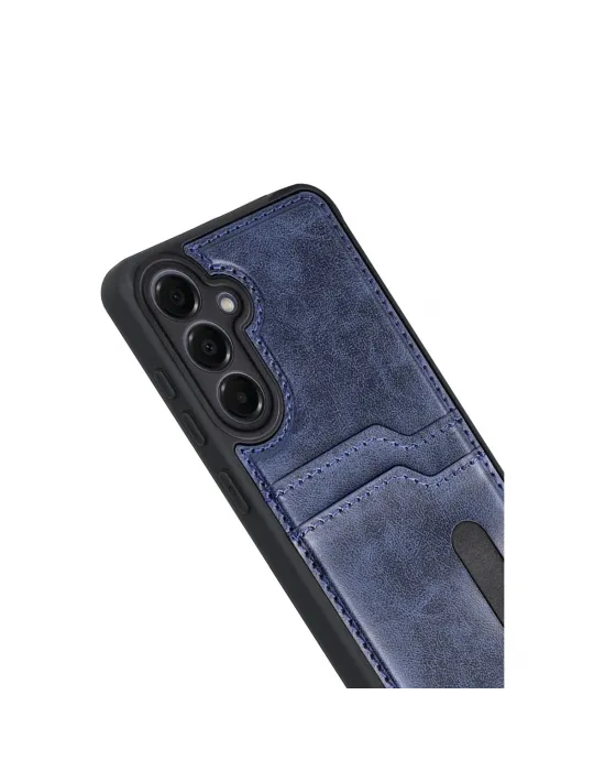 Samsung Galaxy A17 5g Sara Kartvizitli Deri Kılıf - Lacivert