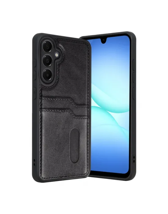 Samsung Galaxy A17 5g Sara Kartvizitli Deri Kılıf - Siyah