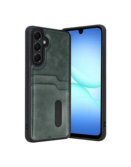 Samsung Galaxy A17 5g Sara Kartvizitli Deri Kılıf - Yeşil