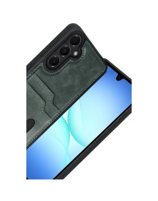 Samsung Galaxy A17 5g Sara Kartvizitli Deri Kılıf - Yeşil