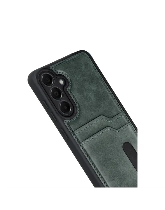 Samsung Galaxy A17 5g Sara Kartvizitli Deri Kılıf - Yeşil