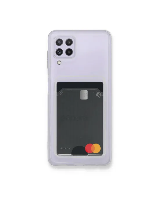 Samsung Galaxy A22 Kılıf Kart Şeffaf Silikon - Şeffaf