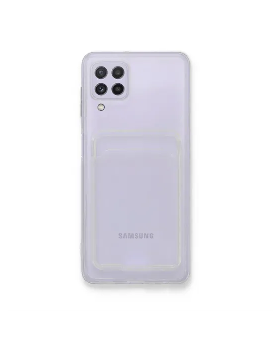 Samsung Galaxy A22 Kılıf Kart Şeffaf Silikon - Şeffaf