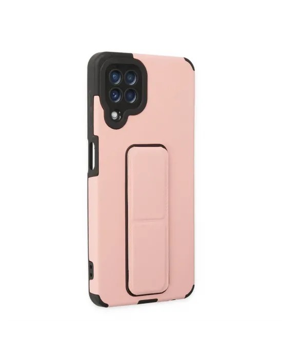 Samsung Galaxy A22 Kılıf Mega Standlı Silikon - Pudra