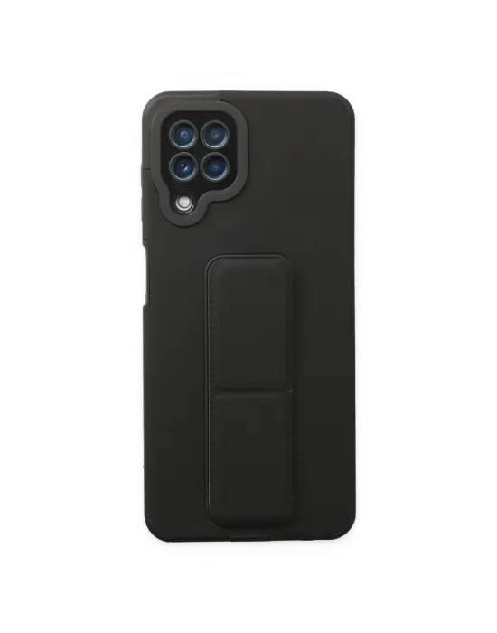 Samsung Galaxy A22 Kılıf Mega Standlı Silikon - Siyah