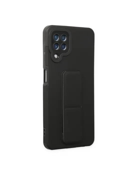 Samsung Galaxy A22 Kılıf Mega Standlı Silikon - Siyah