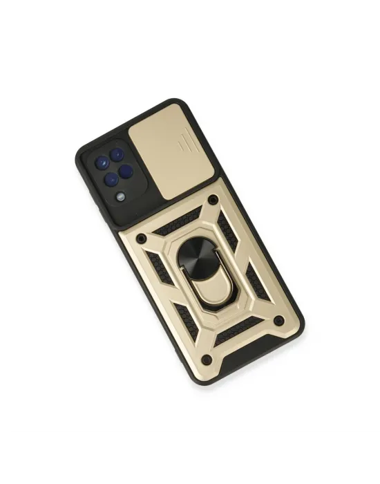 Samsung Galaxy A22 Kılıf Pars Lens Yüzüklü Silikon - Gold