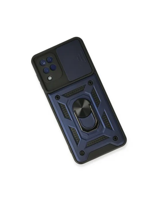 Samsung Galaxy A22 Kılıf Pars Lens Yüzüklü Silikon - Lacivert