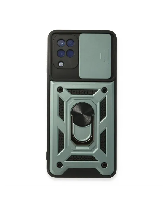 Samsung Galaxy A22 Kılıf Pars Lens Yüzüklü Silikon - Yeşil
