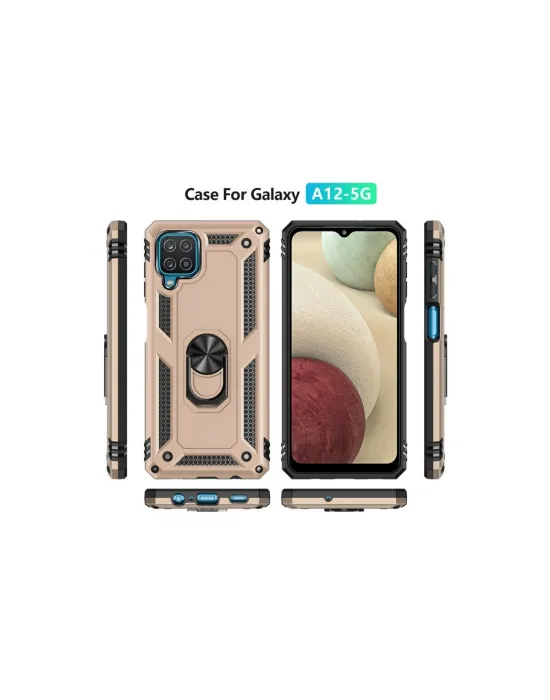 Samsung Galaxy A22 Kılıf Sofya Yüzüklü Silikon Kapak - Gold