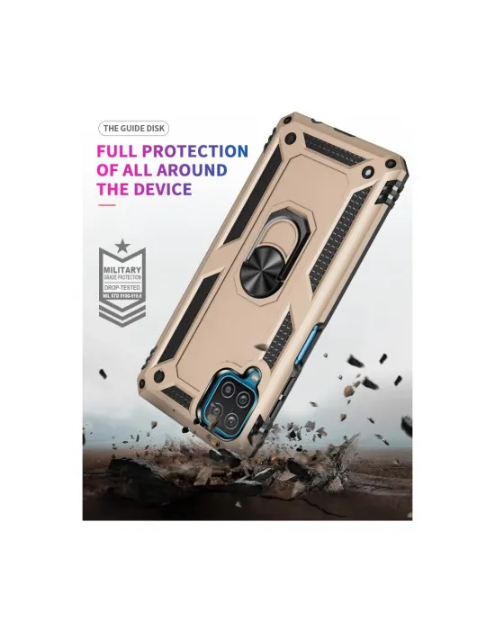 Samsung Galaxy A22 Kılıf Sofya Yüzüklü Silikon Kapak - Gold