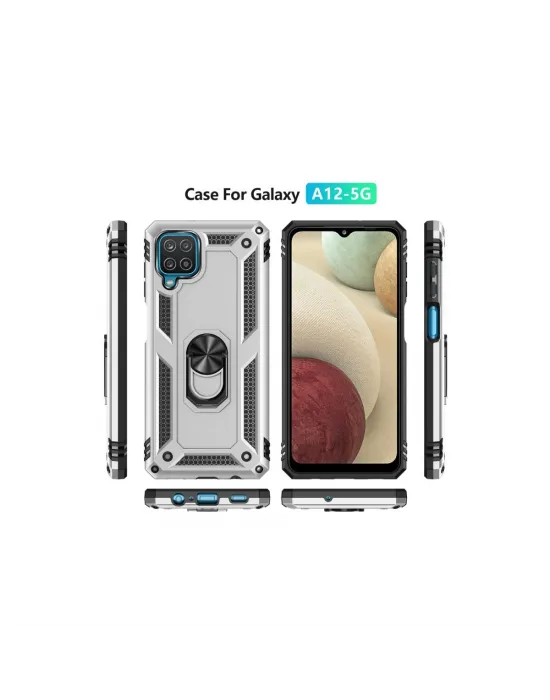 Samsung Galaxy A22 Kılıf Sofya Yüzüklü Silikon Kapak - Gümüş