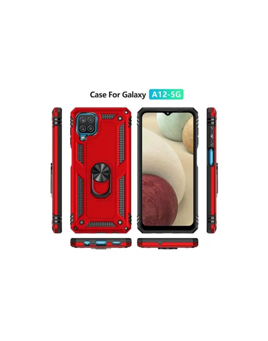 Samsung Galaxy A22 Kılıf Sofya Yüzüklü Silikon Kapak - Kırmızı