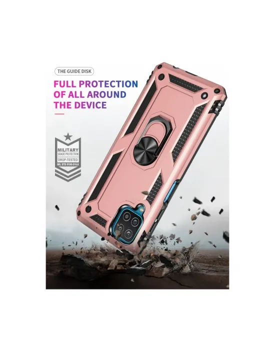 Samsung Galaxy A22 Kılıf Sofya Yüzüklü Silikon Kapak - Rose