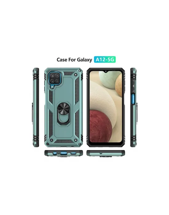 Samsung Galaxy A22 Kılıf Sofya Yüzüklü Silikon Kapak - Yeşil
