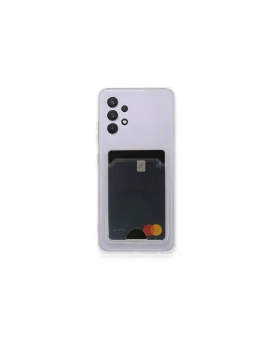 Samsung Galaxy A32 Kılıf Kart Şeffaf Silikon - Şeffaf