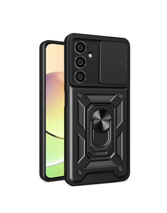 Samsung Galaxy A35 5g Kılıf Pars Lens Yüzüklü Silikon - Siyah
