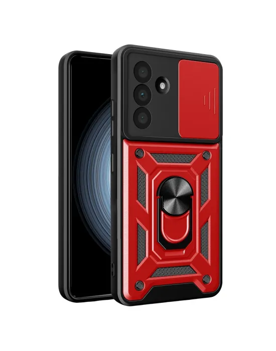 Samsung Galaxy A37 5g Pars Lens Yüzüklü Silikon - Kırmızı