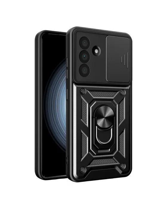 Samsung Galaxy A37 5g Pars Lens Yüzüklü Silikon - Siyah