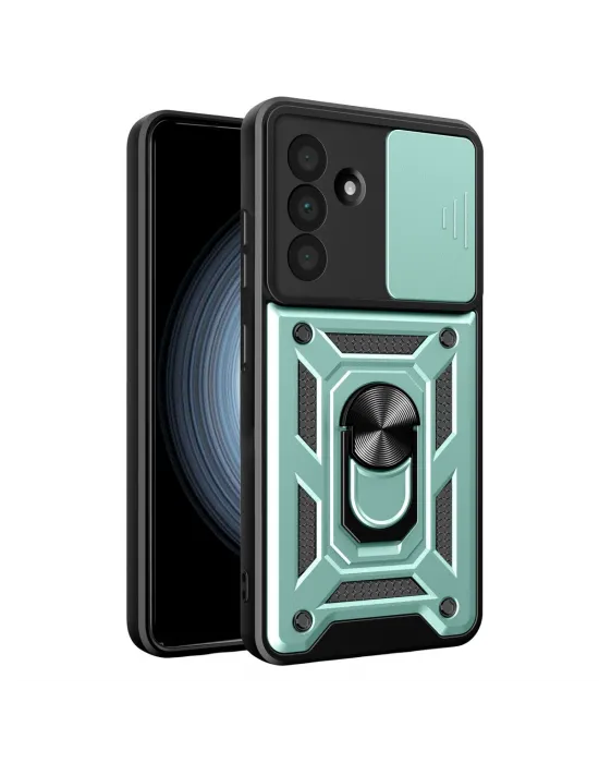 Samsung Galaxy A37 5g Pars Lens Yüzüklü Silikon - Yeşil