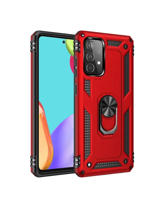 Samsung Galaxy A52 Kılıf Sofya Yüzüklü Silikon Kapak - Kırmızı