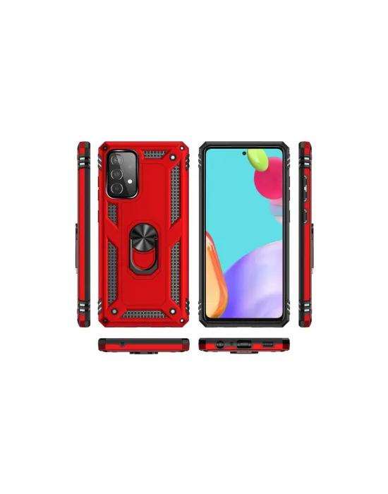 Samsung Galaxy A52 Kılıf Sofya Yüzüklü Silikon Kapak - Kırmızı