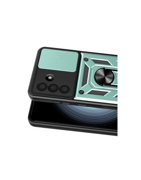 Samsung Galaxy A57 5g Pars Lens Yüzüklü Silikon - Yeşil