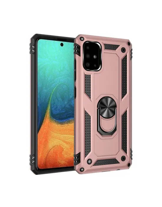 Samsung Galaxy A71 Kılıf Sofya Yüzüklü Silikon Kapak - Rose
