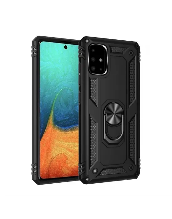 Samsung Galaxy A71 Kılıf Sofya Yüzüklü Silikon Kapak - Siyah