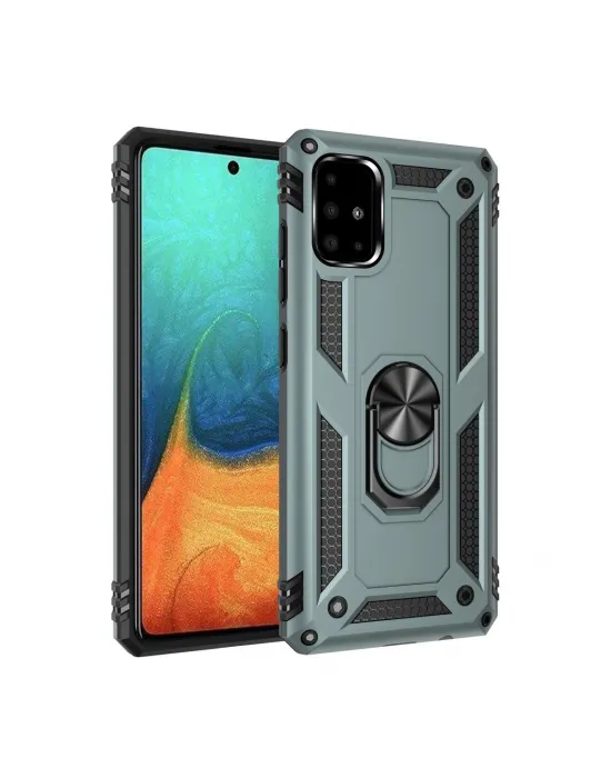 Samsung Galaxy A71 Kılıf Sofya Yüzüklü Silikon Kapak - Yeşil