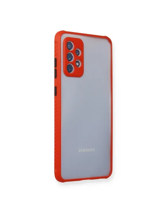 Samsung Galaxy A72 Kılıf Miami Şeffaf Silikon - Kırmızı