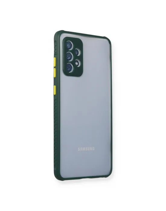 Samsung Galaxy A72 Kılıf Miami Şeffaf Silikon - Koyu Yeşil