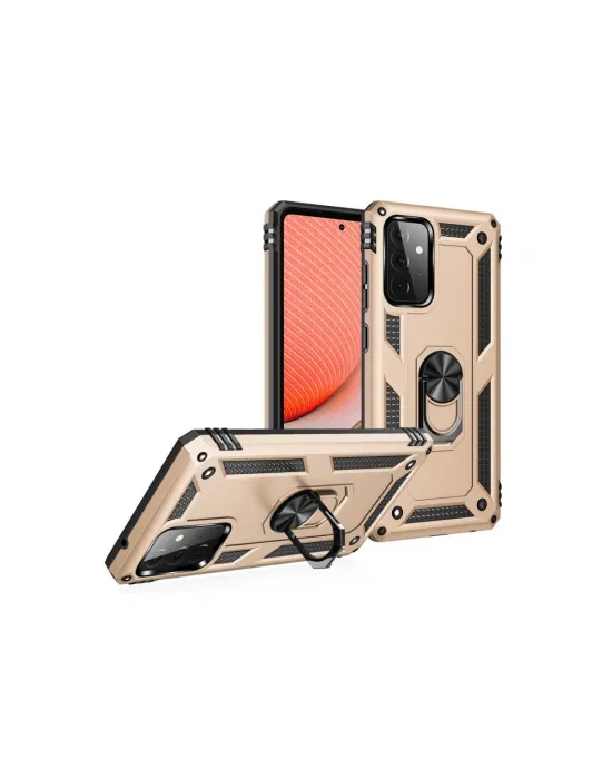 Samsung Galaxy A72 Kılıf Sofya Yüzüklü Silikon Kapak - Gold