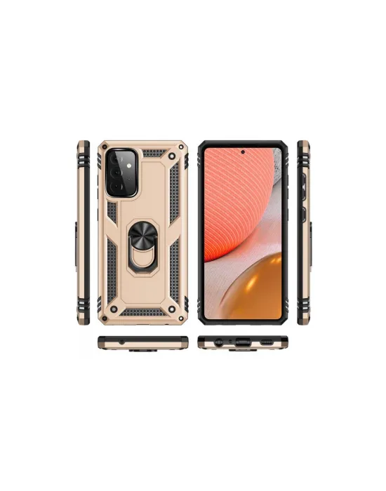 Samsung Galaxy A72 Kılıf Sofya Yüzüklü Silikon Kapak - Gold