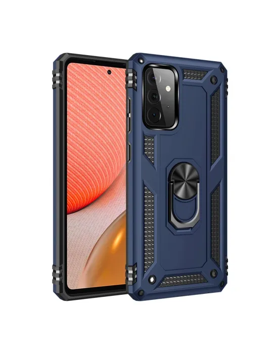 Samsung Galaxy A72 Kılıf Sofya Yüzüklü Silikon Kapak - Lacivert