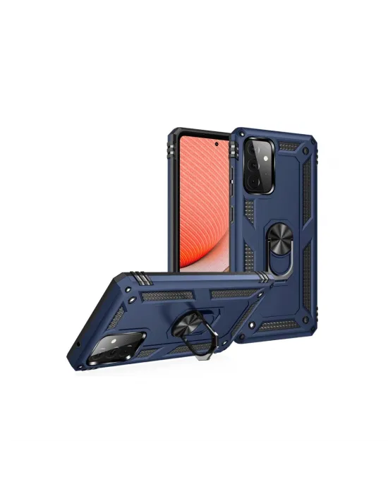 Samsung Galaxy A72 Kılıf Sofya Yüzüklü Silikon Kapak - Lacivert