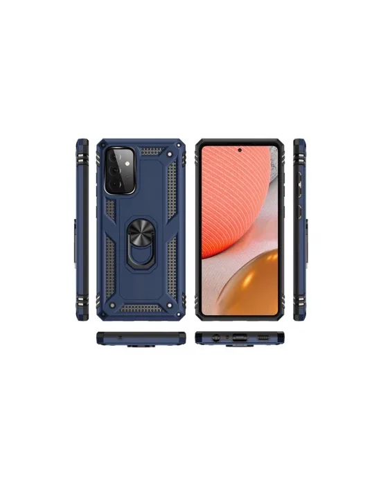 Samsung Galaxy A72 Kılıf Sofya Yüzüklü Silikon Kapak - Lacivert
