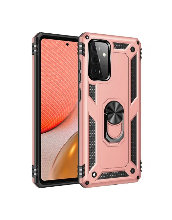 Samsung Galaxy A72 Kılıf Sofya Yüzüklü Silikon Kapak - Rose