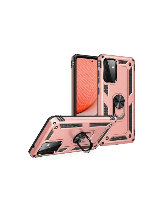 Samsung Galaxy A72 Kılıf Sofya Yüzüklü Silikon Kapak - Rose