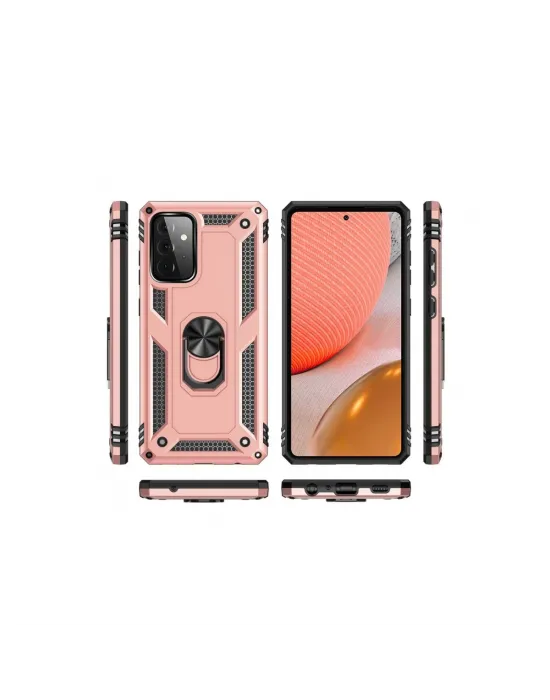 Samsung Galaxy A72 Kılıf Sofya Yüzüklü Silikon Kapak - Rose