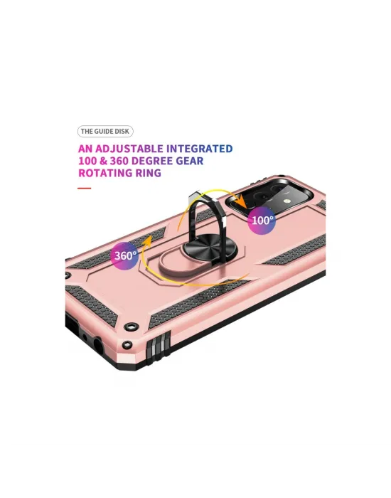 Samsung Galaxy A72 Kılıf Sofya Yüzüklü Silikon Kapak - Rose