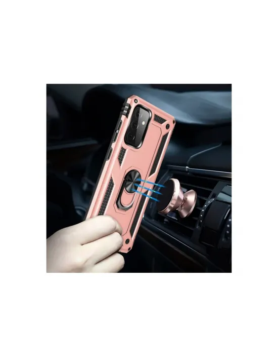 Samsung Galaxy A72 Kılıf Sofya Yüzüklü Silikon Kapak - Rose