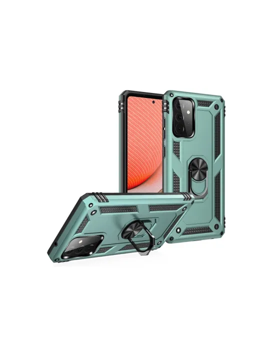 Samsung Galaxy A72 Kılıf Sofya Yüzüklü Silikon Kapak - Yeşil